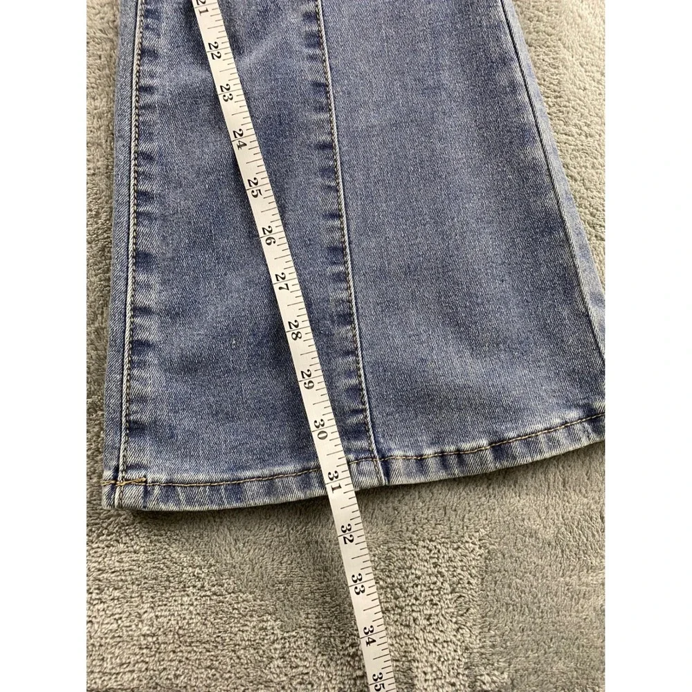 Gogo Jeans Womens Flare Denim Medium Wash Seam Front Bell Bottom Size 5/27 28506